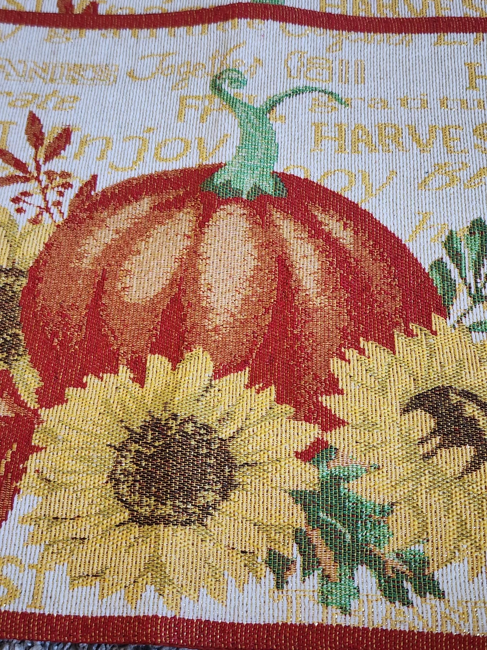 Fall Harvest Pumpkin Sunflower Placemats Set of 4 Thanksgiving